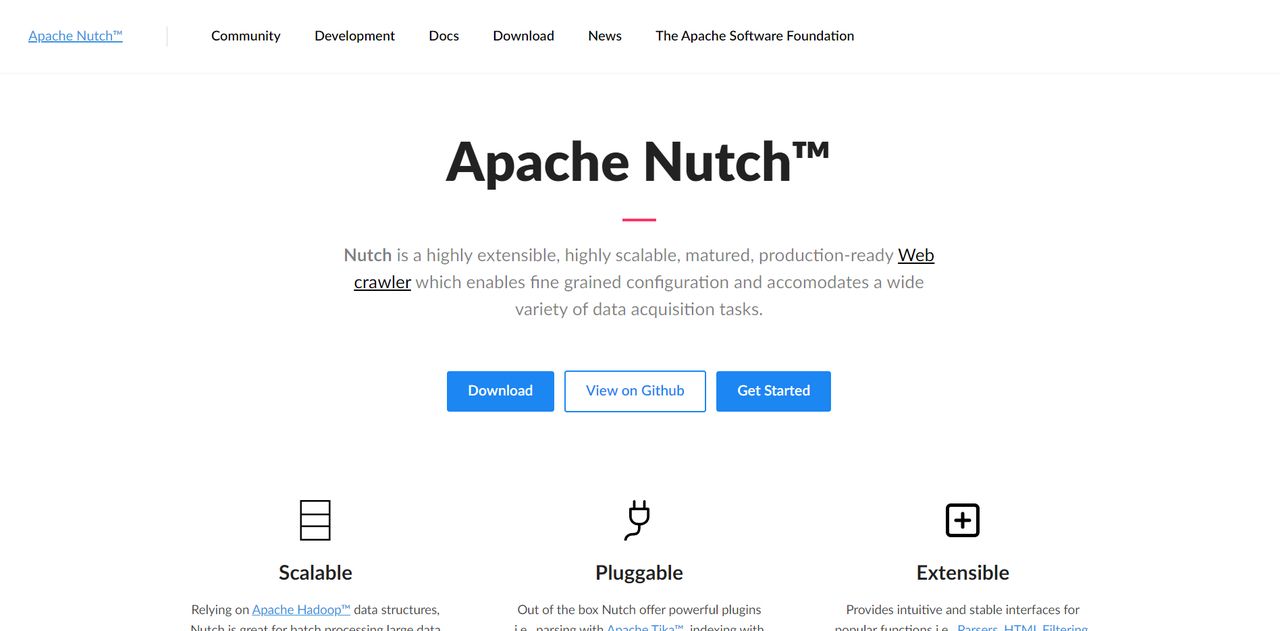 the website of Apache Nutch 