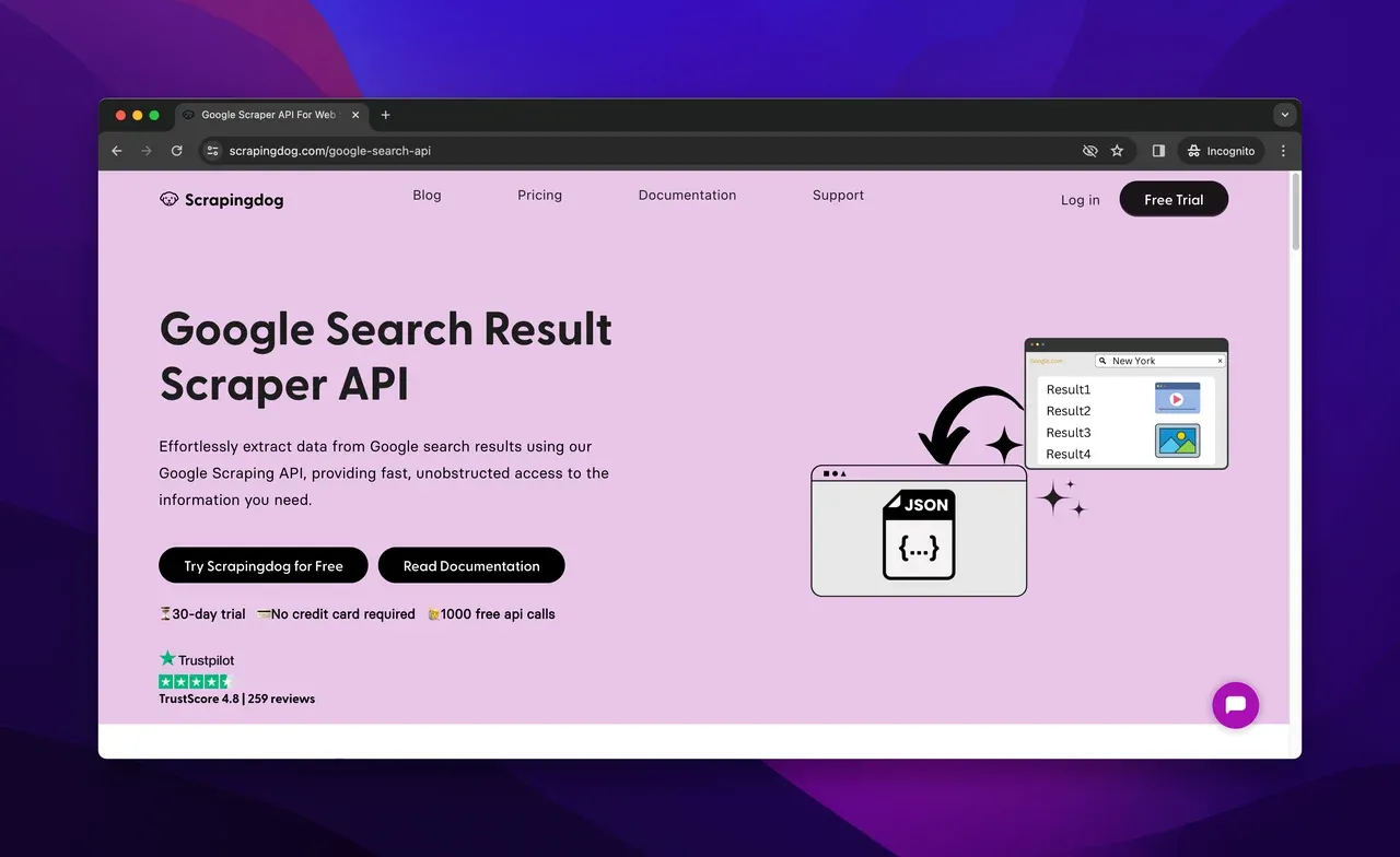 Scrapingdog's Google Search API 